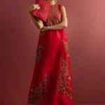 Roya Crimson Side-Open Silk Set