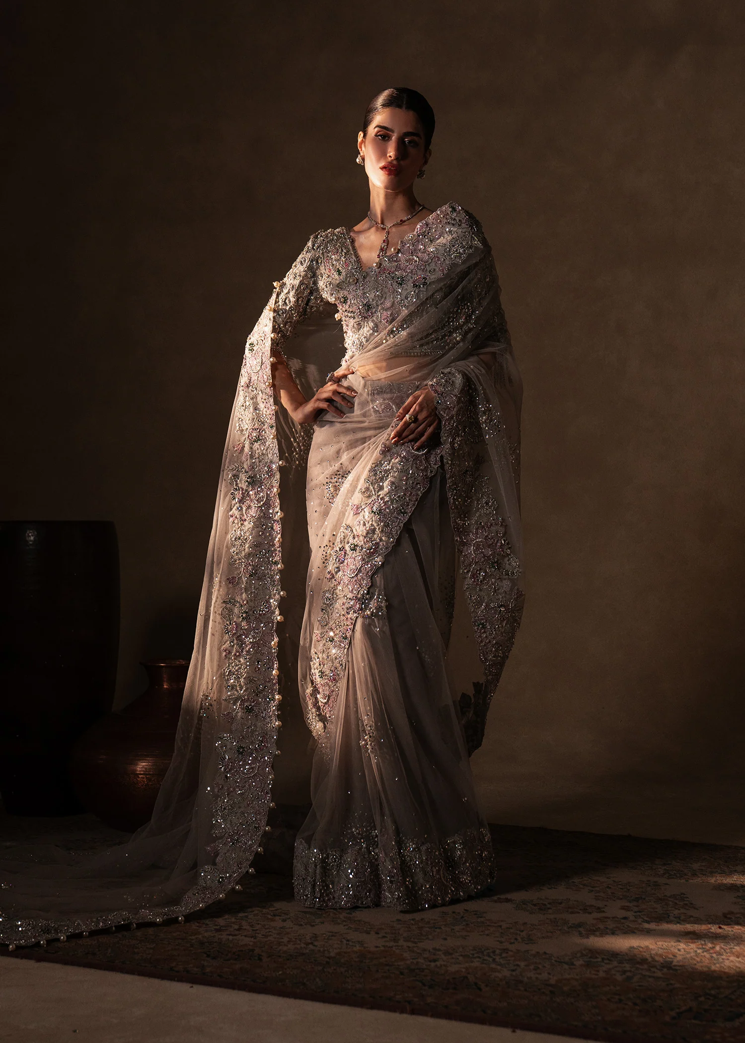 Silver Grey Celeste Saree Set - Image 4