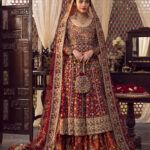 Nisha: Traditional Ruby Red Bridal Peshwas Ensemble