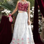 Ruby Pink and Steel Grey Bridal Ensemble