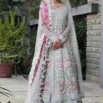 Aqua and Pink Organza Bridal Ensemble