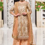 Pastel Tissue Bridal Ensemble with Antique Silver Work