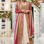 Fine Net Front-Open Shirt With Banarsi Lehenga
