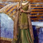 Dark Olive Green Angrakha Sharara Ensemble