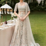 Nude Bloom Sharara Gown Set