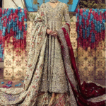 Almond Bridal Maysuri & Raw Silk Sharara Ensemble