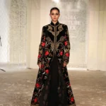 Black Velvet Embroidered Long Jacket