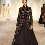 Black Velvet Embroidered Long Jacket