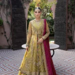Golden Olive Embellished Bridal Ensemble
