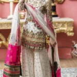 Opulent Ivory and Fuchsia Embroidered Ensemble