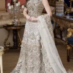 Opulent Silver Embellished Bridal Ensemble
