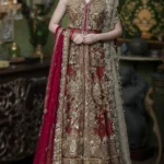 Opulent Maroon and Gold Bridal Ensemble