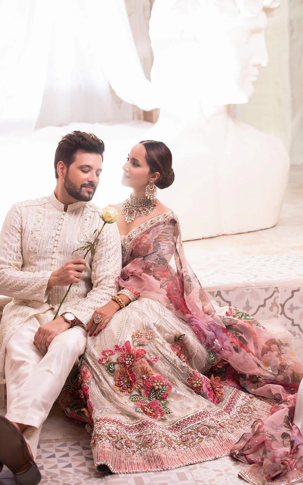 Blossom Ivory and Rouge Bridal Lehenga Ensemble - Image 5