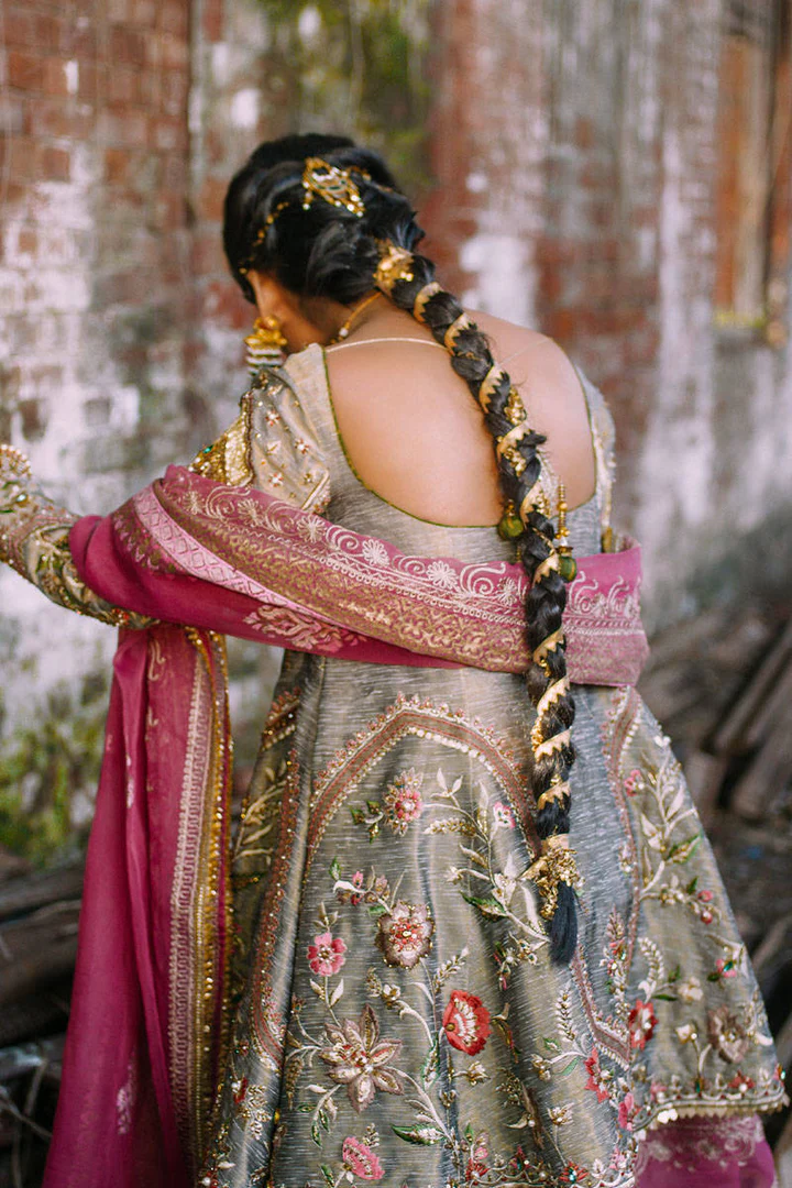 Elegant Grey Bridal Sharara Ensemble - Image 5