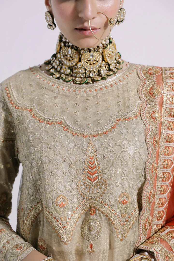 Regal Rust Orange Traditional Bridal Sharara - Image 7