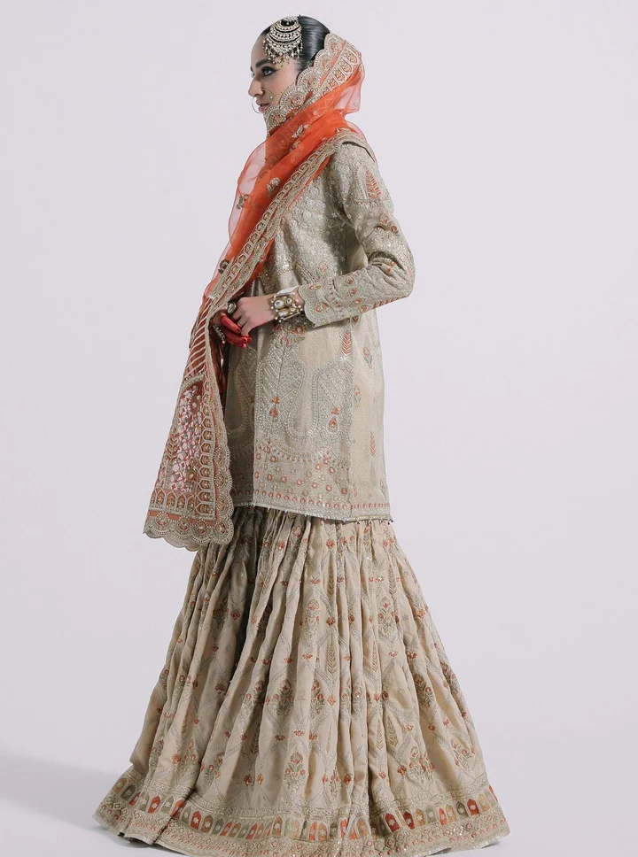 Regal Rust Orange Traditional Bridal Sharara - Image 8