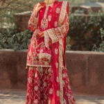 Premium Red and Gold Bridal Sharara Kameez
