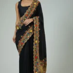Black Georgette Aari-Embroidered Saree