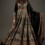 Black Chanderi Resham Embroidered Anarkali Set