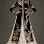 Ivory and Black Embroidered Anarkali Set
