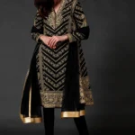 Elegant Black Chanderi Kurta Set