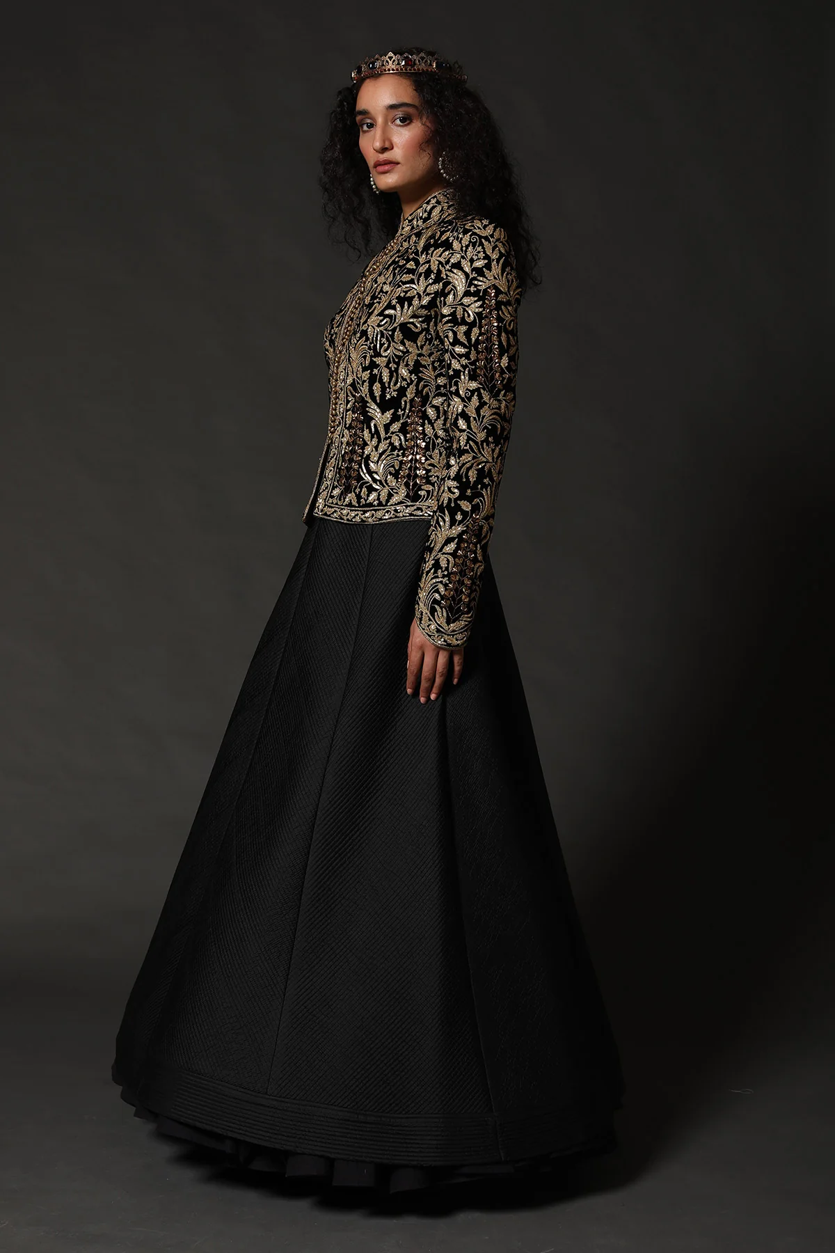 Black Velvet Embroidered Jacket - Image 2