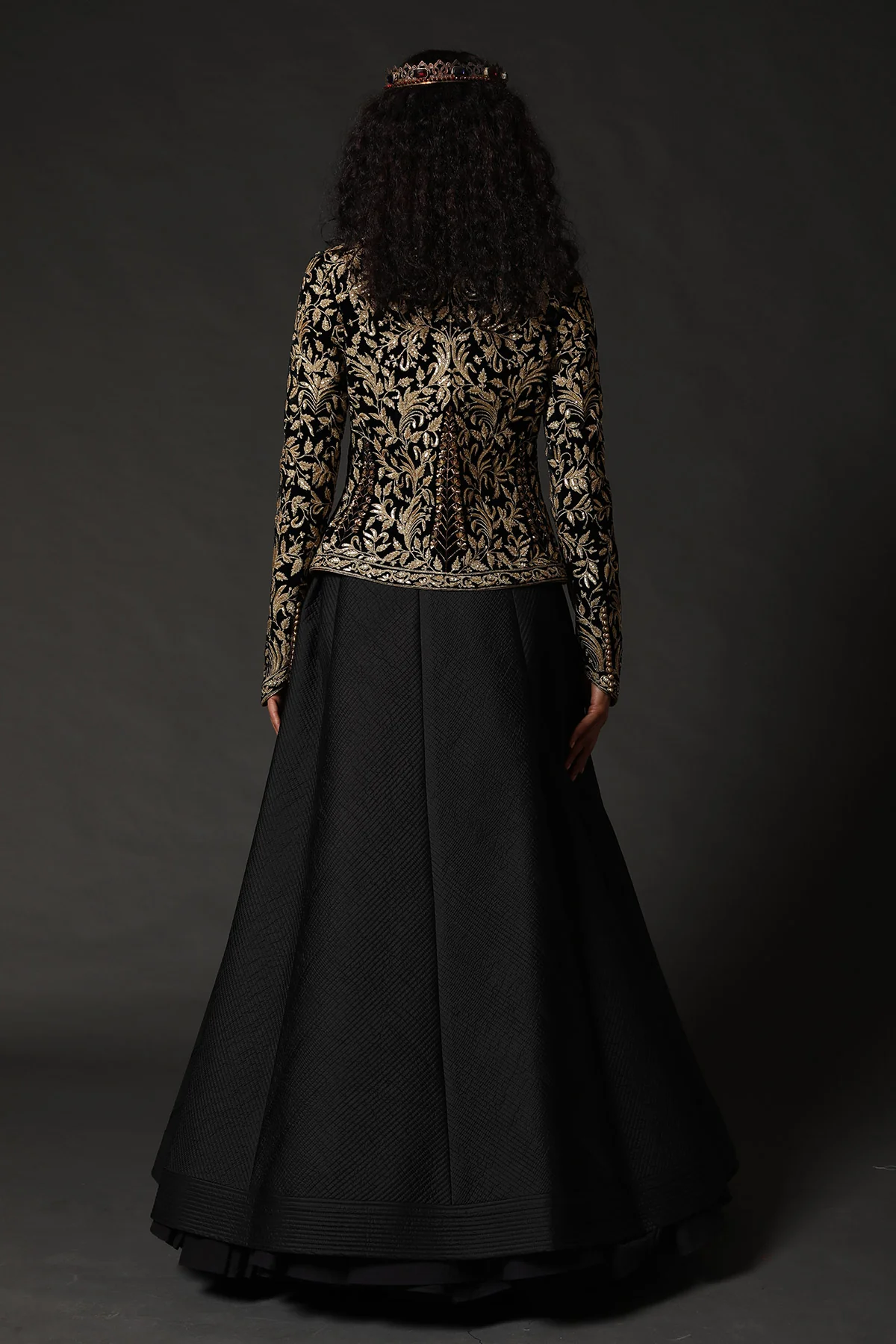 Black Velvet Embroidered Jacket - Image 3