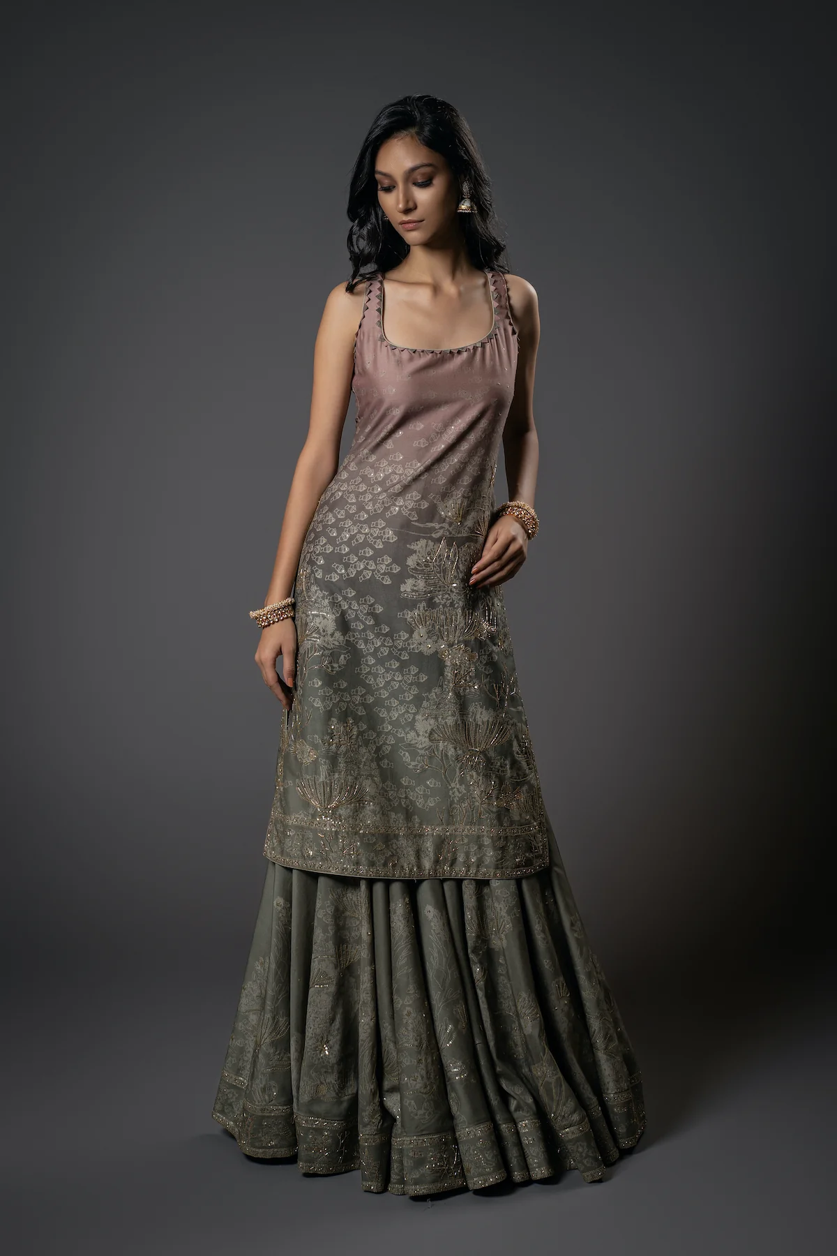 Chanderi Silk Ombre Sharara Set