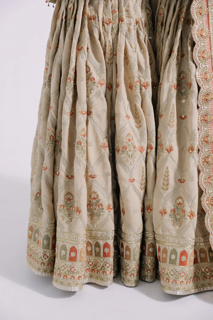 Regal Rust Orange Traditional Bridal Sharara - Image 3