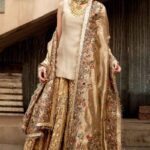 Golden Radiance — Hand-Embroidered Tissue Gharara Set