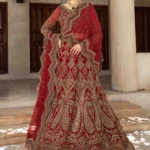 Deep Red Handcrafted Bridal Lehenga Set
