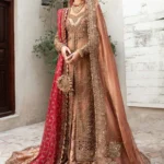 Lehenga Set in Salmon Pink & Deep Red