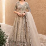 Off-White Floral Organza Frock Set