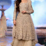 Medium Champagne Anarkali and Sharara Ensemble