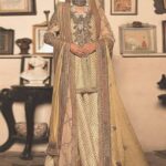 Peach-Yellow Raw Silk Embellished Sharara Ensemble