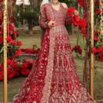 Crimson Geometry Bridal Peshwas