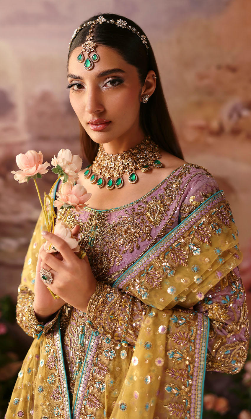 Mauve Handworked Chiffon Ensemble - Image 8