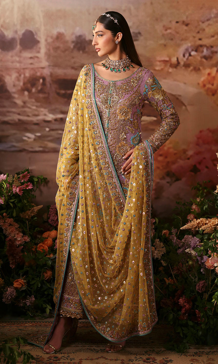 Mauve Handworked Chiffon Ensemble - Image 5