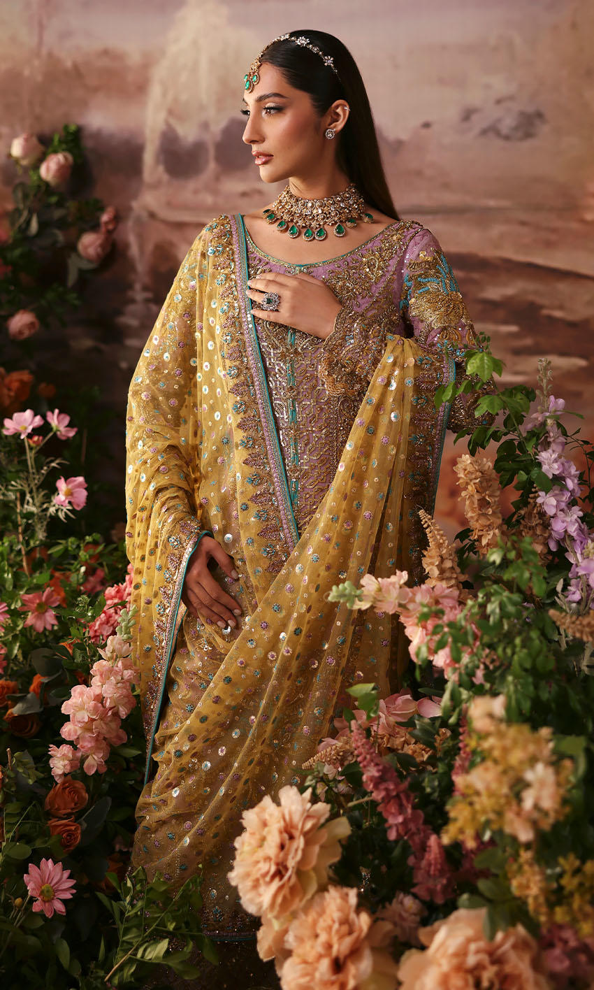 Mauve Handworked Chiffon Ensemble - Image 4