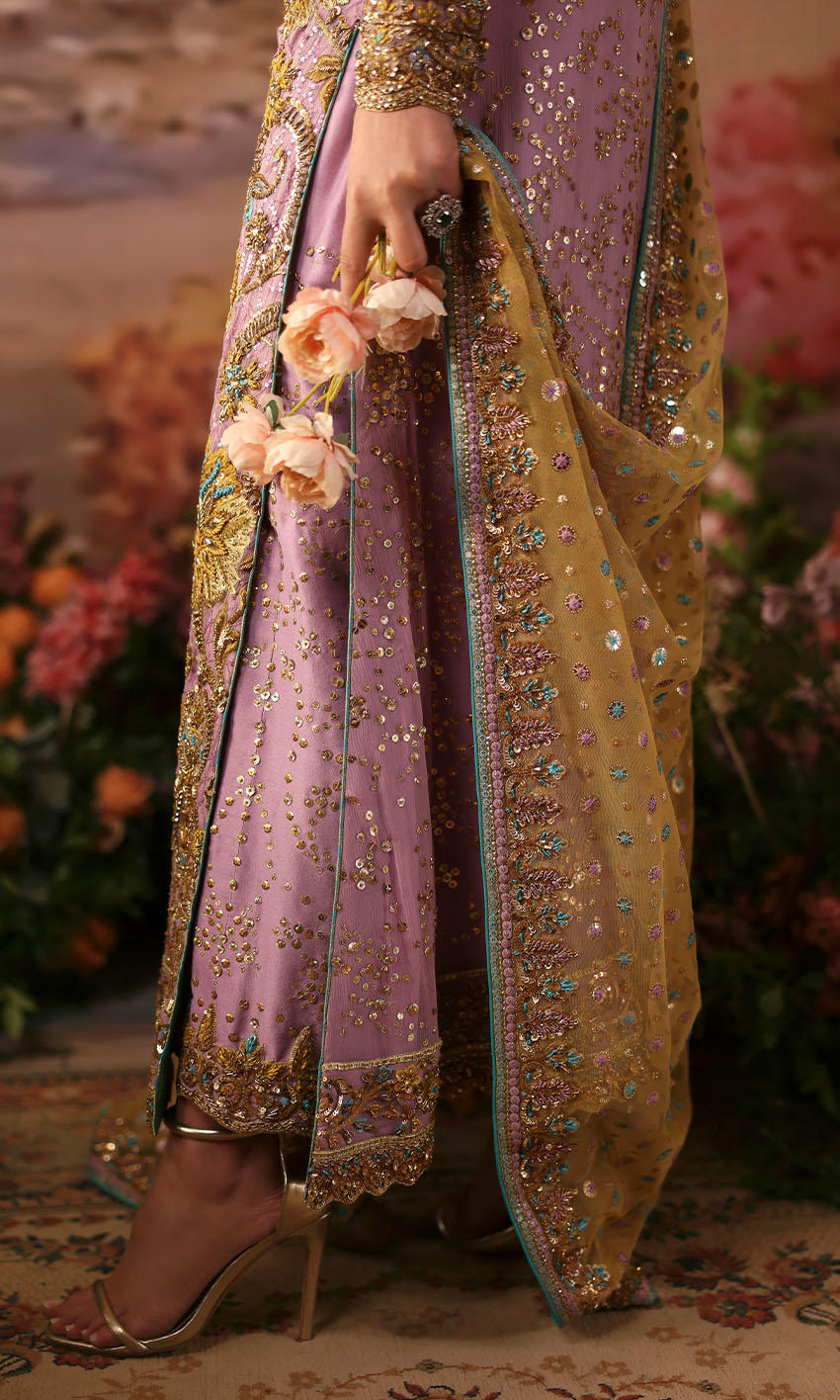 Mauve Handworked Chiffon Ensemble - Image 7