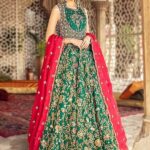 Green Embellished Wedding Maxi Ensemble