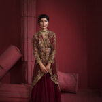 Elegant Red Organza Shirt and Jacket Set