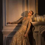 Regal Grey Pakistani Bridal Gown with Embellished Dupatta