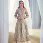 Champagne Net Bridal Lehenga with Dramatic Long Tail