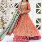 Kiara Front Open Kalidaar Lehenga in Orange & Pink