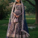Ivory Handcrafted Bridal Pishwas with Embellished Dupatta