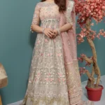 Exquisite Pink Pakistani Bridal Lehenga Frock with Hand Embellishments
