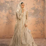 Metallic Taupe Embroidered Shirt and Gharara Set