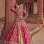 Ivory Net Gown Lehenga Set with Organza Dupatta