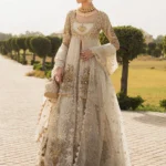 Crushed Front Open Peplum with Floral Sharara